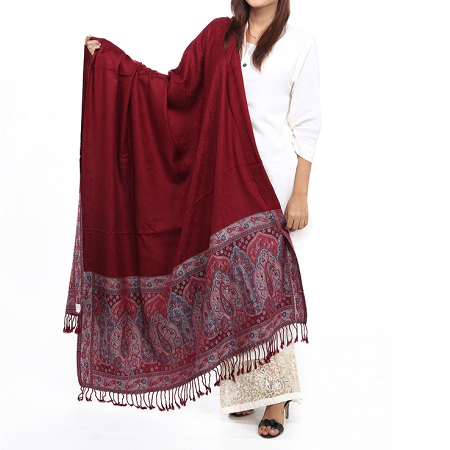 Acro Woolen Maroon Color Kashmiri (Kani Palla)  Shawl For Her SHL-151-5